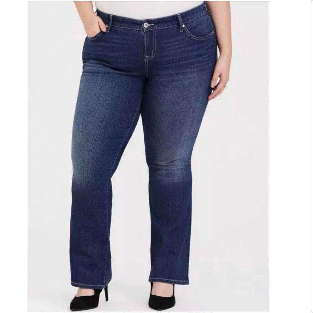Torrid Luxe Slim Boot Jeans Super Stretch Bootcut Dark Blue Mid Rise Plus Sz 16T